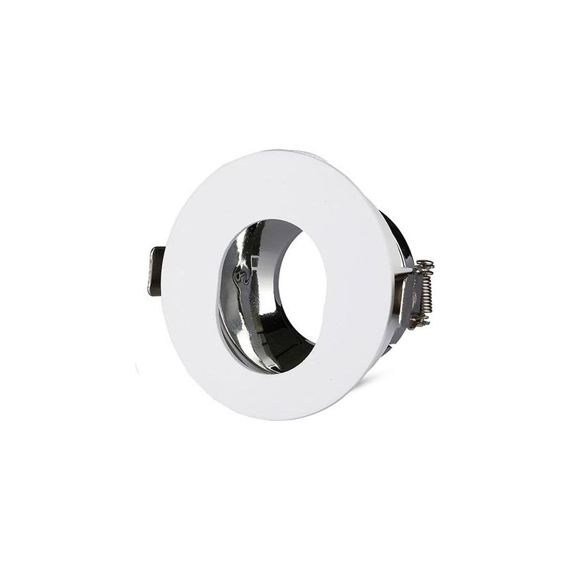 Image of VT-874 Portafaretto incasso rotondo orientabile bianco con interno cromato foro ovale per lampade GU10-GU5.3 - sku 3164 - Bianco - V-tac