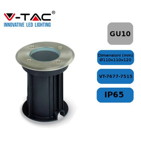 VTAC Portafaretto LED Tondo Calpestabile Carrabile GU10 IP65 Nero - VT-7677-7515