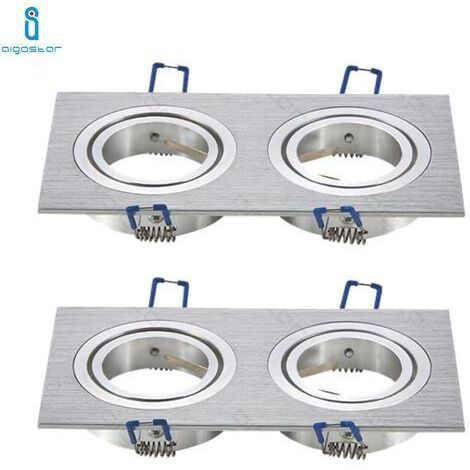 Portafaretto orientabile GU10 / MR16 da incasso 173x91mm Argento Rettangolare 2 posti Aigostar