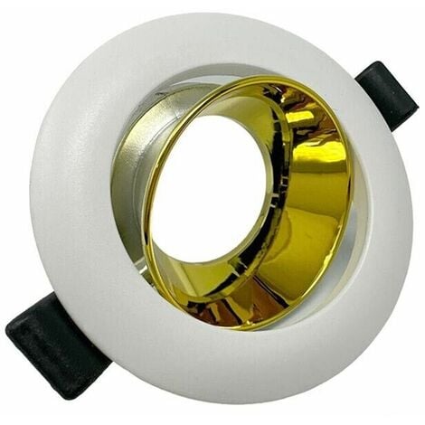 Portafaretto Rotondo Bianco con riflettore Oro per Faretti LED