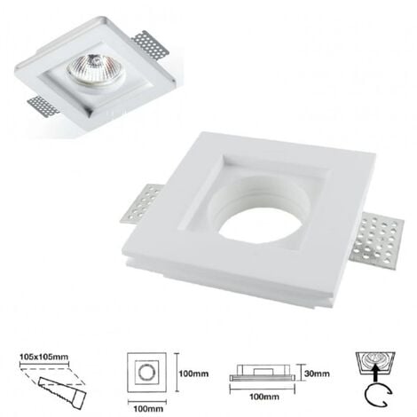 Portafaretto quadrato in gesso a scomparsa da incasso controsoffitti lampade led