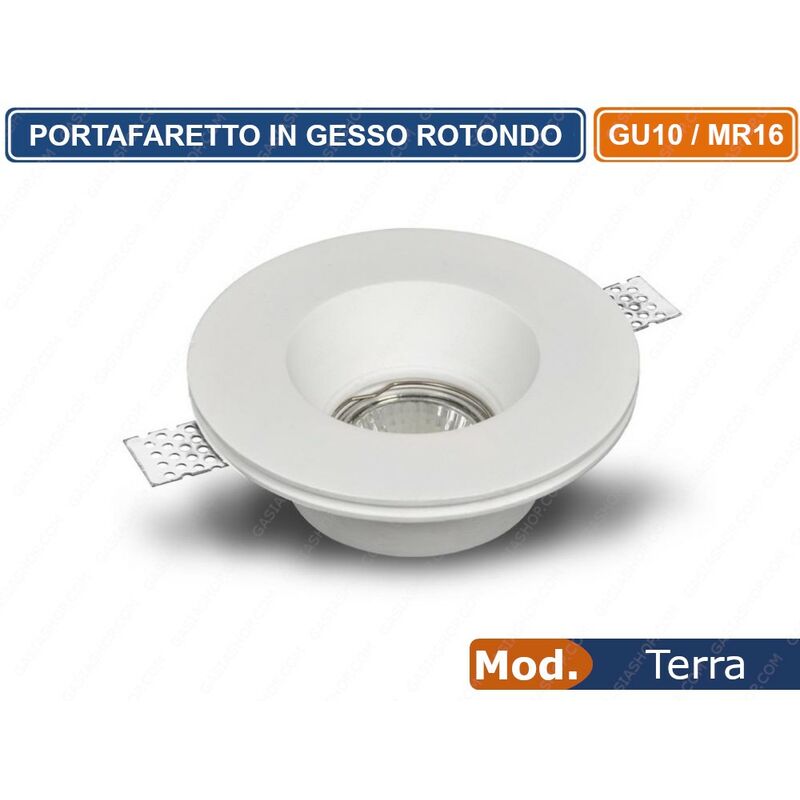 Image of Portafaretto Rotondo Da Incasso In Gesso Verniciabile Per Lampadine Gu10 Mr16