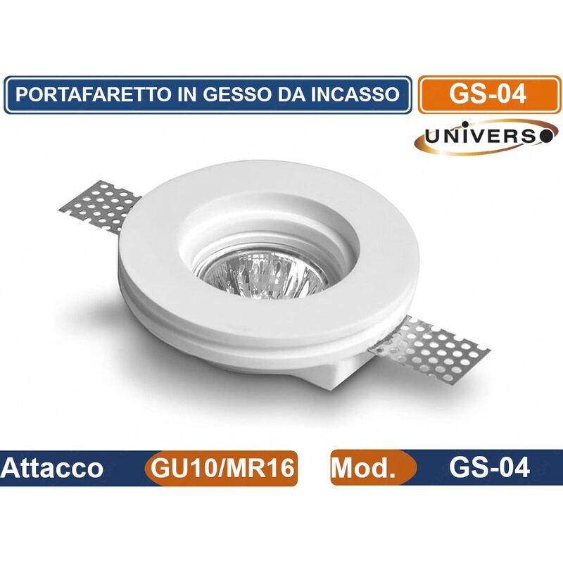 Image of Portafaretto Rotondo Da Incasso A Scomparsa In Gesso Verniciabile Per Lampadine Gu10 Gu5.3 Mr16