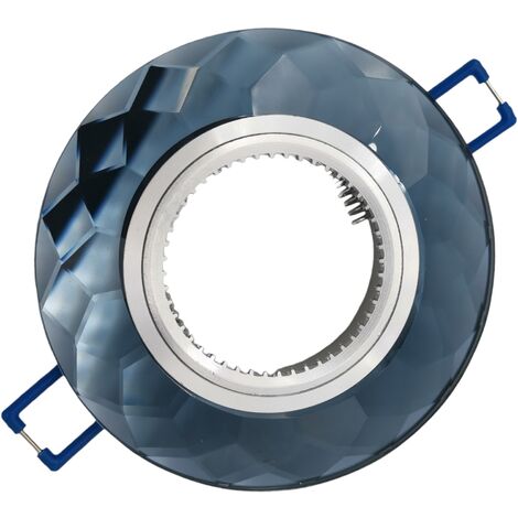 Portafaretto Tondo in Vetro Nero fumé diamante fisso da incasso cartongesso per lampadine GU10