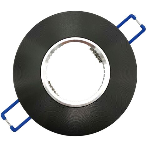 Portafaretto Tondo Nero fisso da incasso soffitto cartongesso per lampadine led GU10 MR16