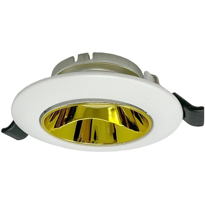 Image of Portafaretto tondo orientabile ad incasso per soffitto supporto per faretto bianco e oro controsoffitta