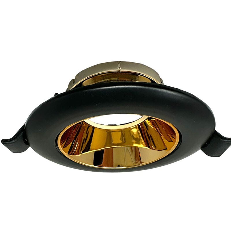 Image of Vetrineinrete - Portafaretto tondo orientabile ad incasso per soffitto supporto per faretto nero e oro