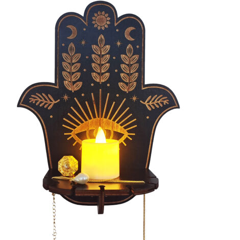 Portafarol LED decorativo de madera con forma de animal, negro, 7 diseños (gato, zorro...) - ManoVogue