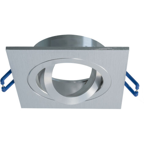 Portaferetto Orientabile gu10 Quadrato Silver Argento Incasso Soffitto 8 cm P3-GU10-A