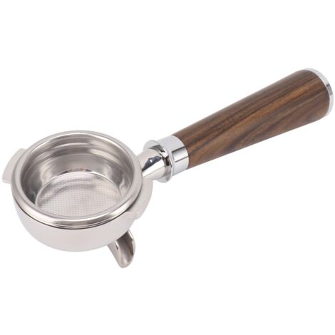 Portafilter 58mm 2 Becs Acier Inoxydable Poignée Bois Détachable pour Machine à Café NOWWA A - Accessoire Café Professionnel