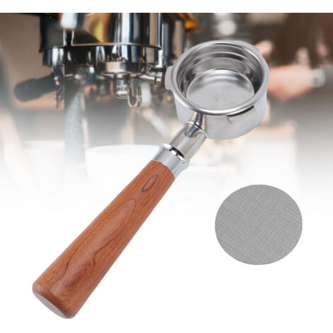Portafilter sans fond pour machine à café 58mm avec manche bois massif, écran de disque de dosage et accessoires multiples, adapté Petrus et Gemilai