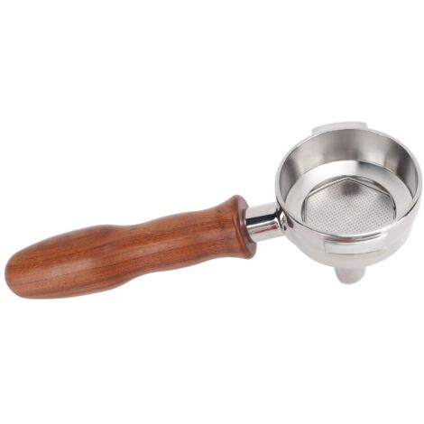 Portafiltre D Style 58mm en Acier Inoxydable avec Manche en Bois de Palissandre pour Extraction Café et Thé
