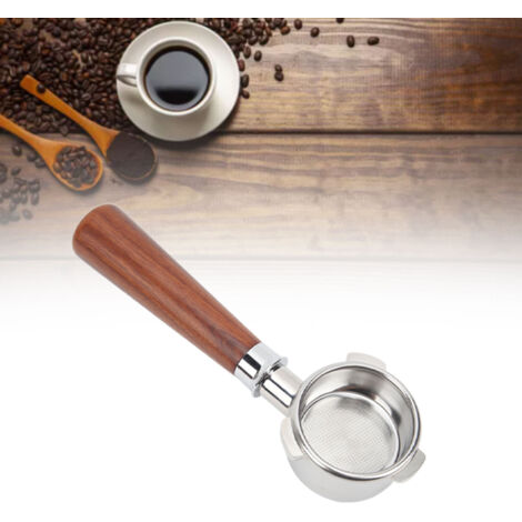 Portafiltro de acero inoxidable sin base y con madera de palisandro siamés para Breville serie 8 de 54 mm (modelos 870/880).