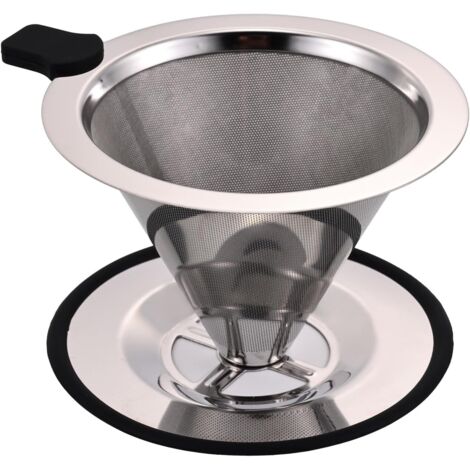 Portafiltro pequeño para café de infusión lenta, filtro de café cónico de acero inoxidable, sin papel y reutilizable infinitamente, filtro de café/té de doble capa, adecuado para 1 o 2 tazas.