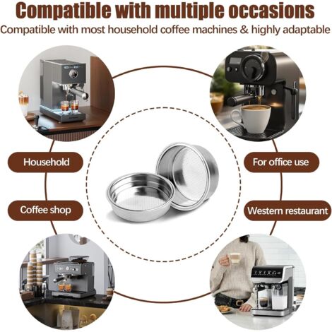 Portafiltro per caffè da 2 pezzi, filtro per caffè da 51 mm, filtri pressurizzati per macchine da caffè pressurizzate da 1 tazza e 2 tazze (tazza singola + doppia)