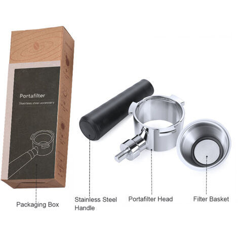 Portafiltro + Portafiltro sin fondo + Cesta de filtro de 51 mm + 3 brazos de sujeción + Mango de portafiltro de acero inoxidable + Kit de limpieza + Compatible con EC80, EC685 y EC885