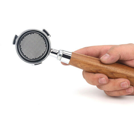 Portafiltro senza fondo da 51 mm con cestello e manico in legno, compatibile con le macchine da caffè Delonghi EC680 e EC685. Filtri in lega riutilizzabili. Accessori per l'estrazione del caffè.