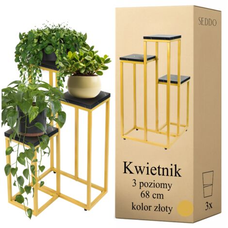 Portafiori multilivello, portafiori rustico a 3 livelli, da pavimento, 68 cm