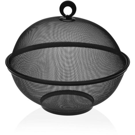 Portafrutta Versa Nero Con coperchio Metallo Acciaio (28 x 28 x 28 cm)