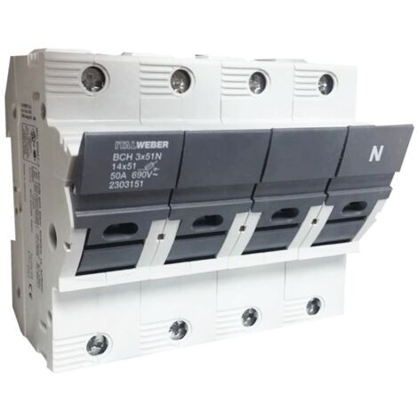 Portafusibile Italweber sezionabile BCH 14 x 51 mm 3P+N 50A 690V 2303151