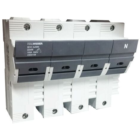 Portafusibile Italweber sezionabile BCH 22 x 58 mm 3 poli+N 100A 690V 2303059