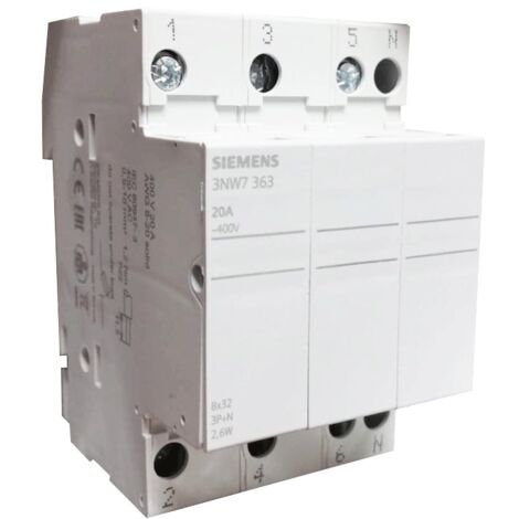 Portafusibile Siemens cilindrico 3NW7 3P+N 8X32 20A 3NW7363
