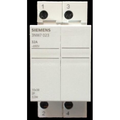 Portafusibles cilíndrico Siemens 3NW7 2P 32A 10,3X38 2M 3NW7023
