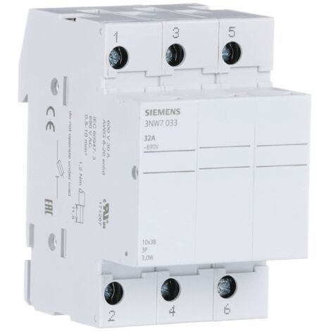 Portafusibles cilíndrico Siemens 3NW7 3P 32A 10,3X38 3M 3NW7033