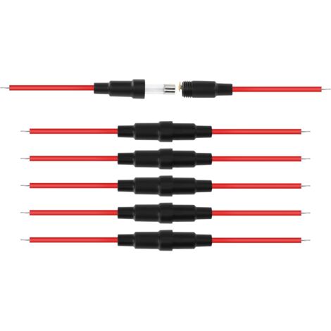 Portafusibles de tornillo en línea de 5x20 mm con cable de 22 AWG para fusibles de vidrio de acción rápida (paquete de 6)