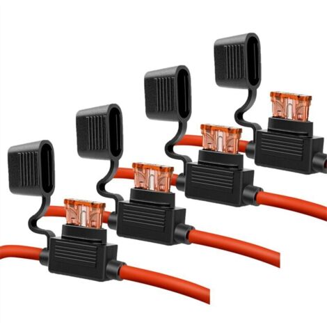 Portafusibles en línea de 10 AWG con fusibles de cuchilla ATC de 40 A (paquete de 4) para modernización de sistemas automotrices.
