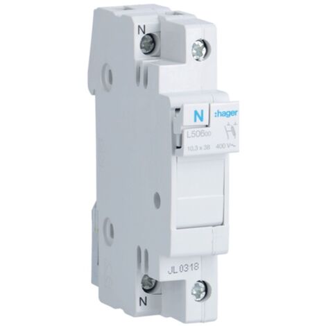 Portafusibles Hager 32A 1P+N 10,3X38 1 módulo L50600