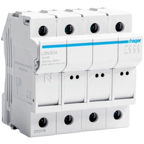 Portafusibles Hager 32A 3P 400V L38 4 módulos 10X38 LSN504