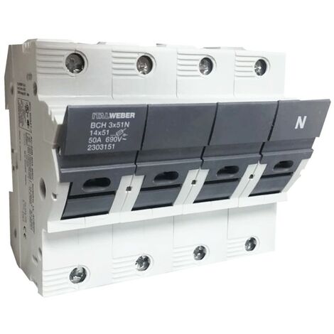Portafusibles seccional Italweber BCH 14 x 51 mm 3P+N 50A 690V 2303151