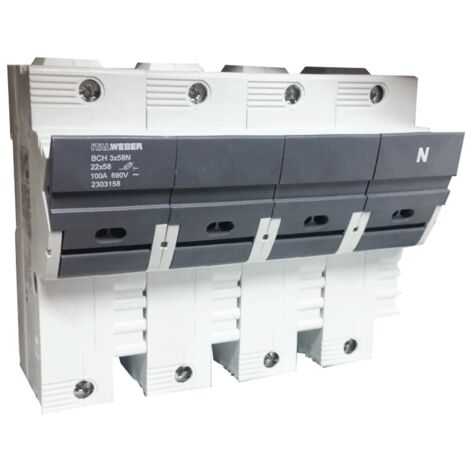 Portafusibles seccional Italweber BCH 22 x 58 mm 3 polos+N 100A 690V 2303059