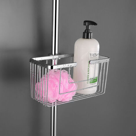 Portagel cesta de ducha y bañera ALVA sin taladros, sin adhesivos, fabricada en latón ligera con acabado en cromo brillo. Sujección frontal Kibath