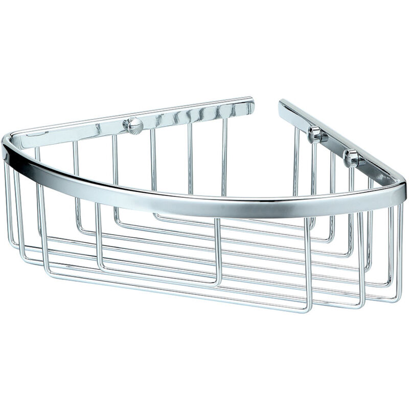 

Portagel bajo de esquina, cesta de ducha y bañera ALD fabricada en laton con acabado cromo cromado, para botes de gel o champu. Kibath