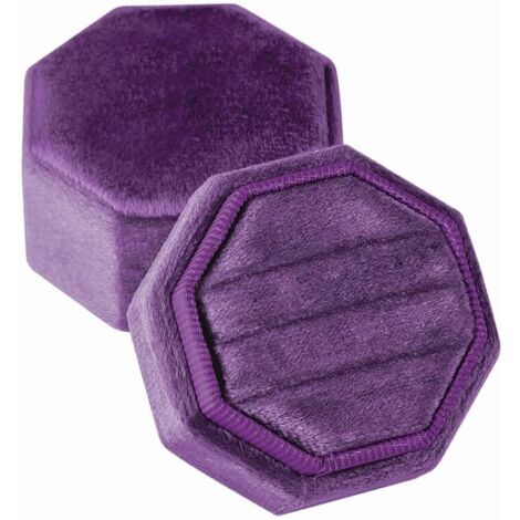 Portagioie in velluto a forma ottagonale a 3 scomparti - Tripli scomparti - Elegante espositore ad anello - Regalo per proposta di matrimonio, fidanzamento, anniversario (Viola)