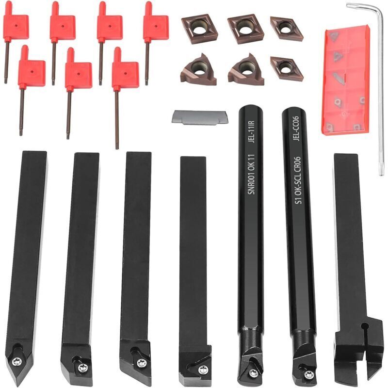 Portaherramientas de torneado de 21 piezas de 10 x 10 mm, portaherramientas de torneado de carburo multifuncional con insertos de carburo, para