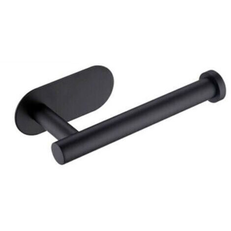 Portaholder de papel higiénico autoadhesivo negro – de acero inoxidable – sin necesidad de perforar, adherencia fuerte e impermeable.