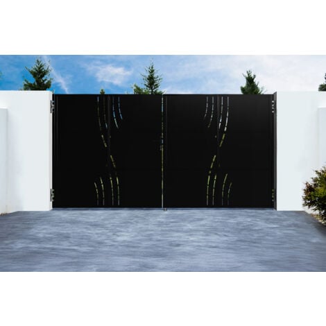 CASANOOV Portail acier battant 3,5m NALI VELETA H.180cm noir mat