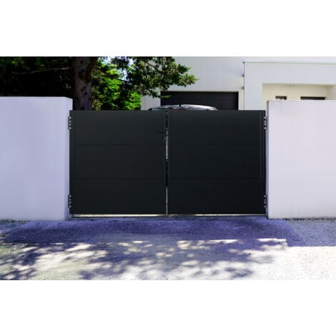 CASANOOV Portail acier battant 3m NALI H.160cm Noir mat