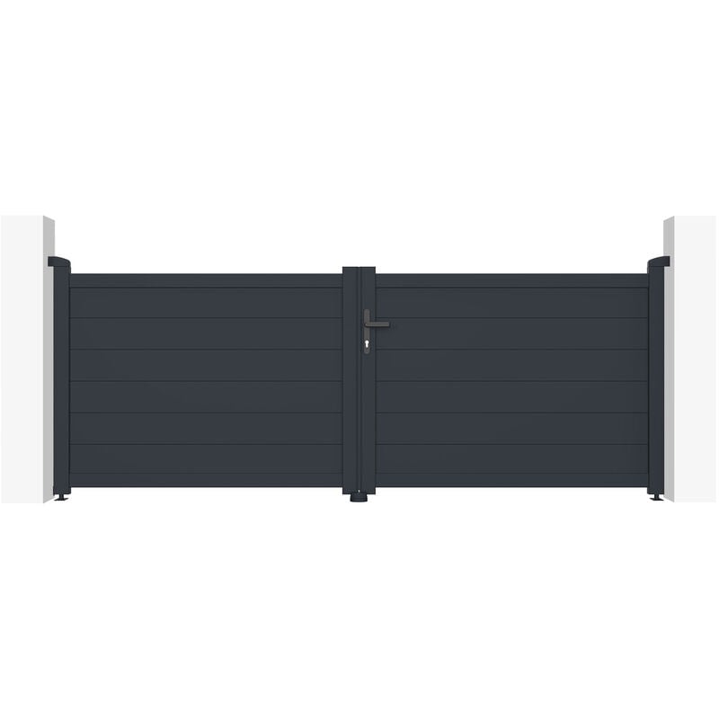 Portail aluminium battant eiger 300x115cm gris