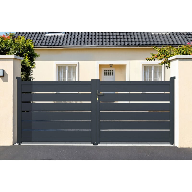 Portail aluminium battant vogel 300x120cm gris