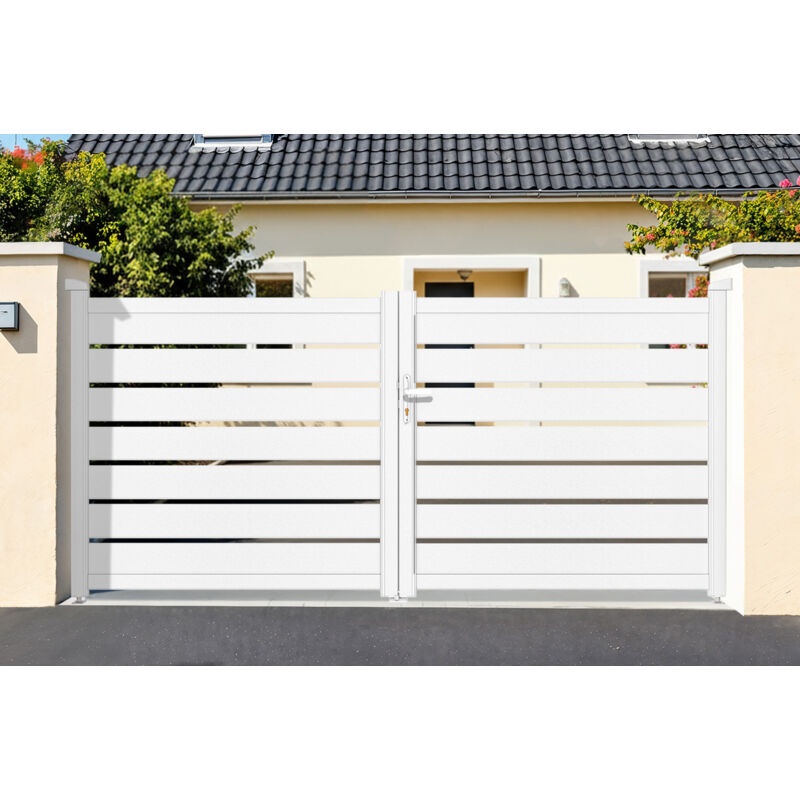 Portail aluminium battant vogel 300x140cm Blanc