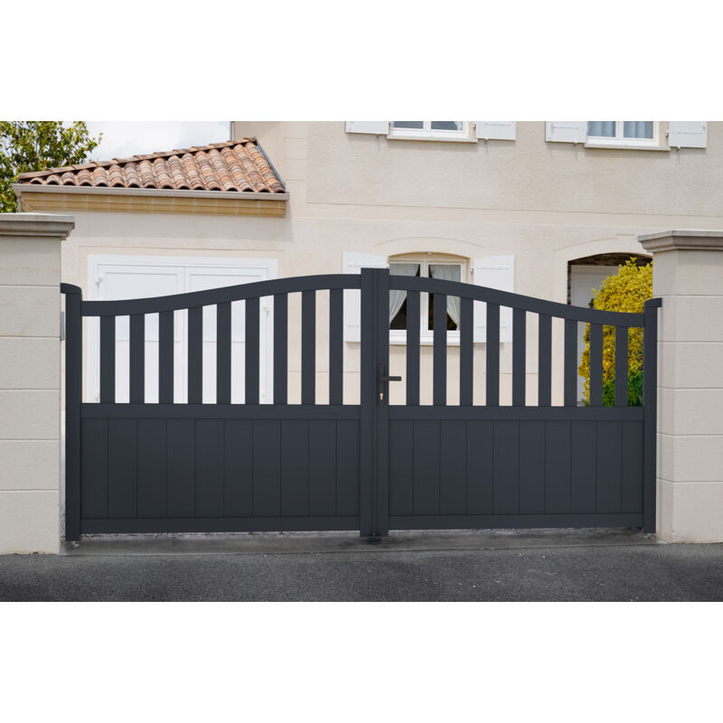 Portail aluminium battant 3,4m meije 340x140cm gris