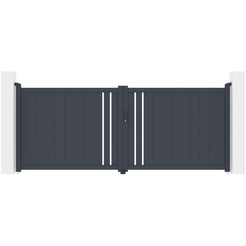 Portail aluminium battant 3,5m giona 350x140cm gris