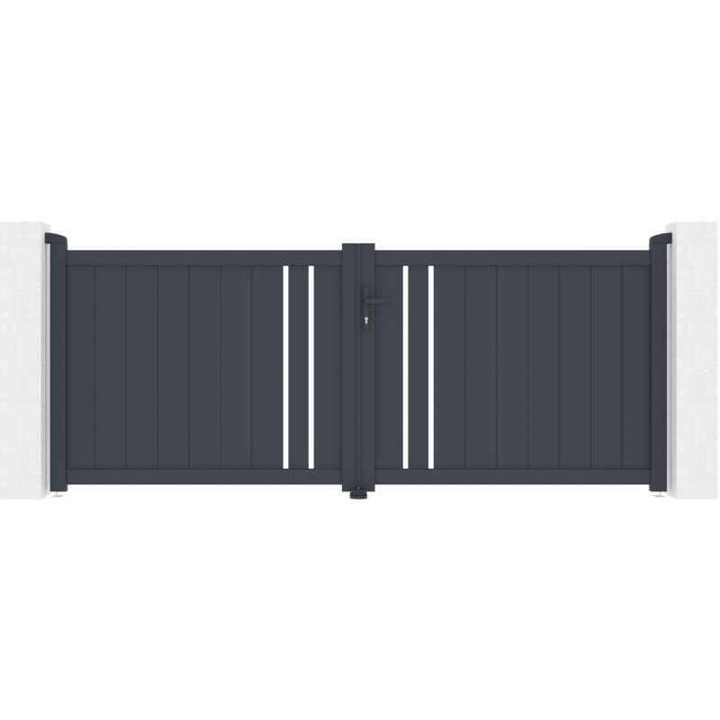 Portail aluminium battant 3,5m giona 350x160cm gris