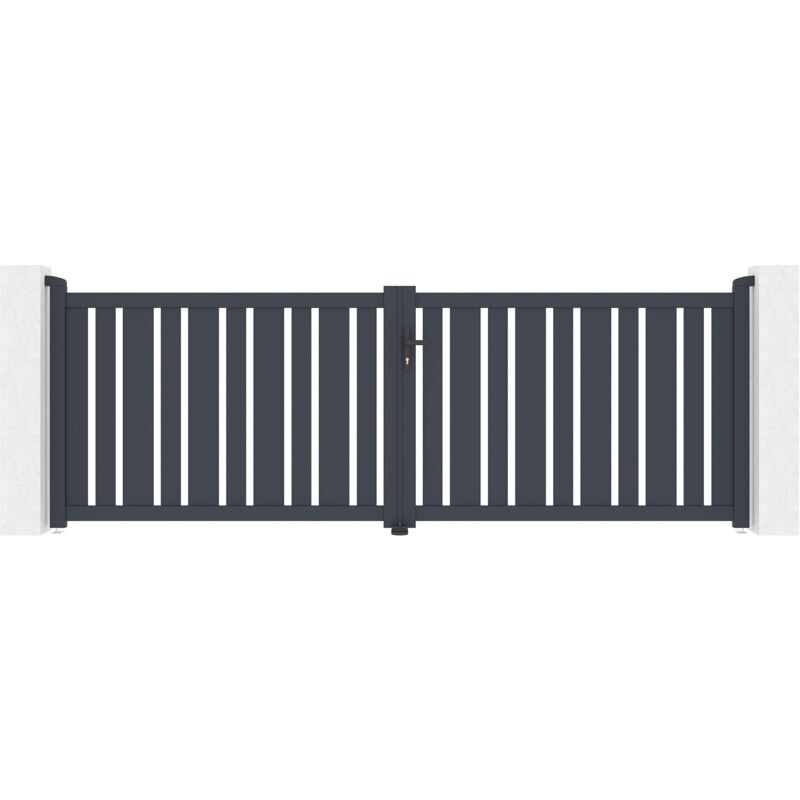 Portail aluminium battant 3,5m veymont 350x120cm gris