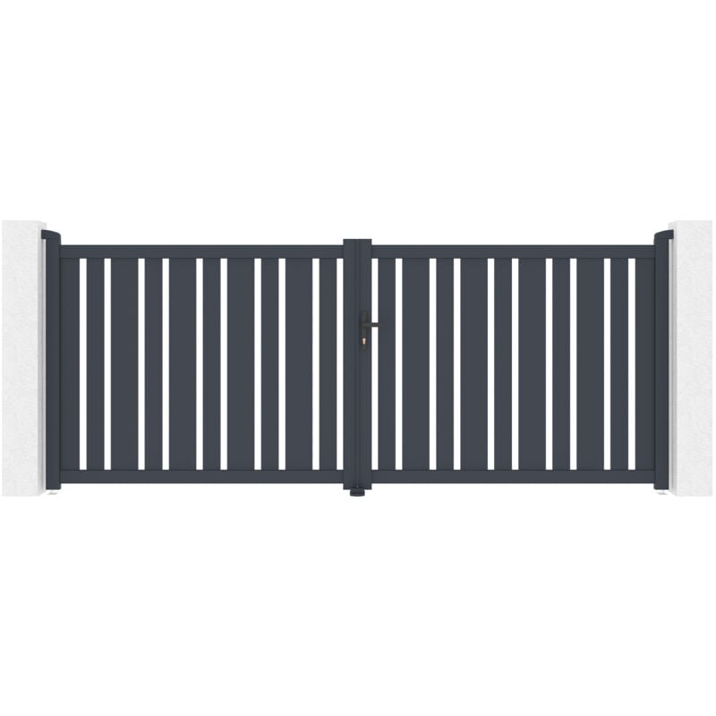 Portail aluminium battant 3,5m veymont 350x140cm gris
