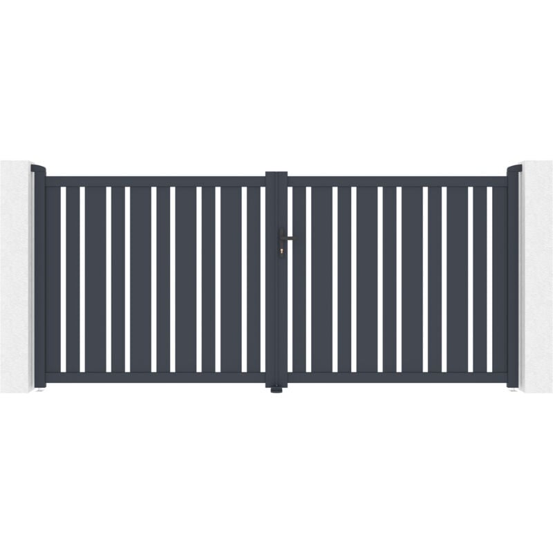 Portail aluminium battant 3,5m veymont 350x160cm gris